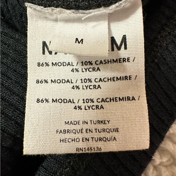 Naadam Black Ribbed Lightweight Cashmere Blend Tank Top - Picture 9 of 9